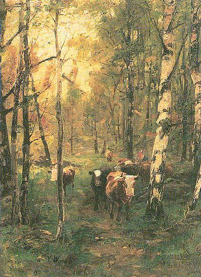 Victor Westerholm Cows in a birchwood oil painting image